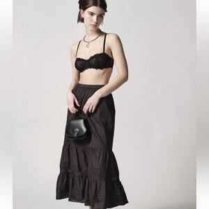 Urban Outfitters Emelie Black Tiered Midi Skirt